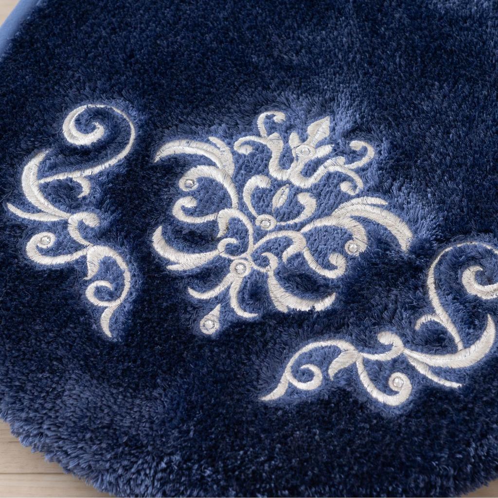Senko NYNAS Royal Palace Toilet Lid Toilet Navy Blue with Elegant 14576 Cover, Standard/Flush Lid, Rhinestones, Design,