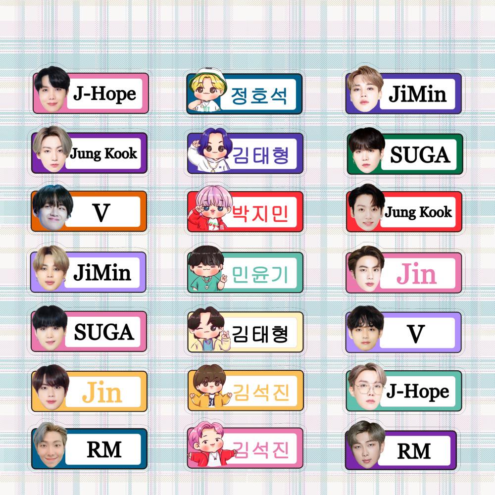 

21pcs BTS Cute Cartoon & Photo Name Brooch, Bangtan Boys Acrylic Pin Badge, Kpop Fans Collectible Backpack Accessory 21pcs