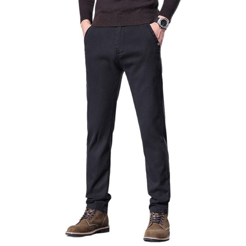 Men's Spring and Autumn New Green Men's Pants Versatile Simple Business Pants Solid Color Straight Trendy Men's Casual Pants