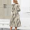 3/4-Ärmel Damenkleid Lässig Fließend A-Linie Midi T-Shirt Kleider mit Taschen Rundhalsausschnitt Urlaub Boho Strand Sommerkleid