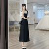 Black strap dress, summer dress, with a complete set of small tea clothes, and a two-piece set for the female lead of Korean dramas.