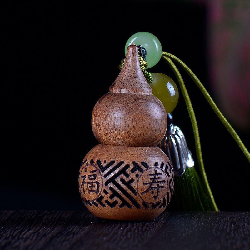 Karin Carved Wood Lotus Rabbit Keychain and Pendant Osmanthus