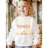 Good Things Are Coming(1) Girls' Hoodie, Round Neck Hoodie, Autumn and Winter Western Style Top, Children's Long Sleeved T-shirt