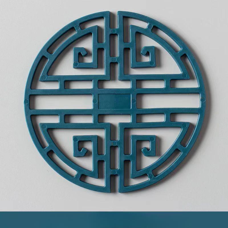 

Кухонный бытовой мягкий резиновый полый теплоизоляционный коврик в китайском стиле, коврик для подставки, коврик для чаши, коврик для чашки 5pcs синий