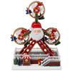 Christmas Ferris Wheel Decoration with Santa Claus Face, LED Lights & Music, Animated Rotating Xmas Ornament for Home Party Gift
