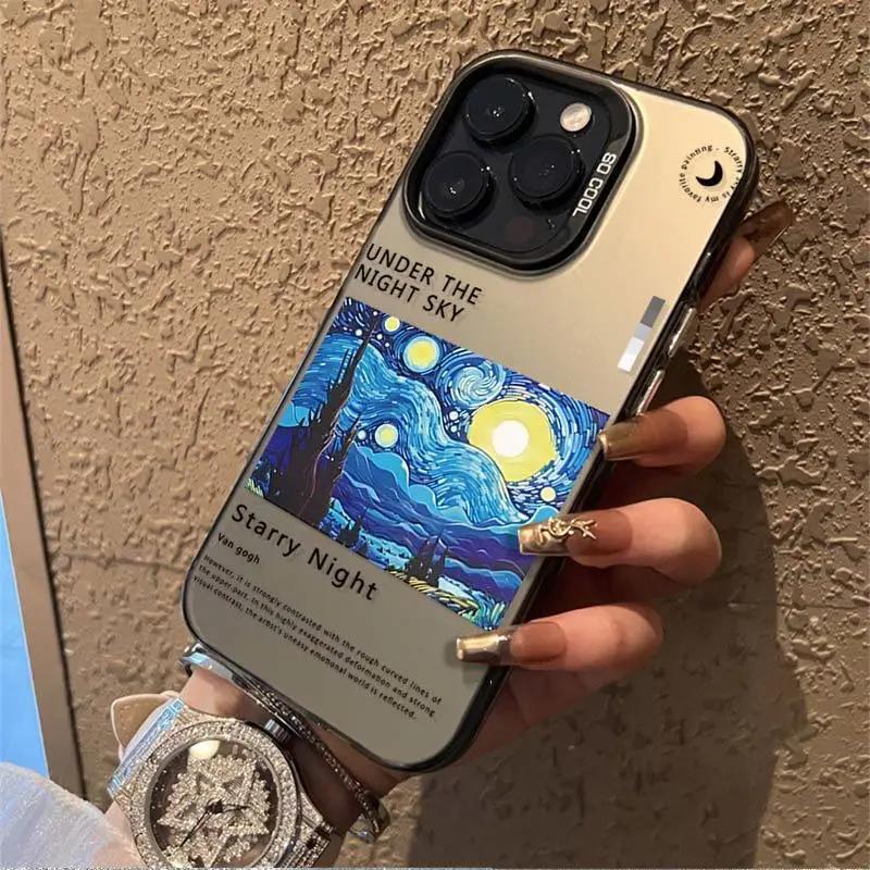 Van Gogh Oil Painting Matte Laser Phone 16 14 15 For iPhone 13 12 11 Pro Max Cover Case Funda