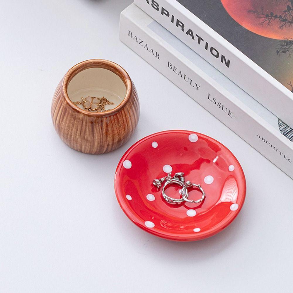 Mushroom Shape Mushroom Storage Tray Detachable Jewelry Organizer Cute Ceramic Key Catchall Phone