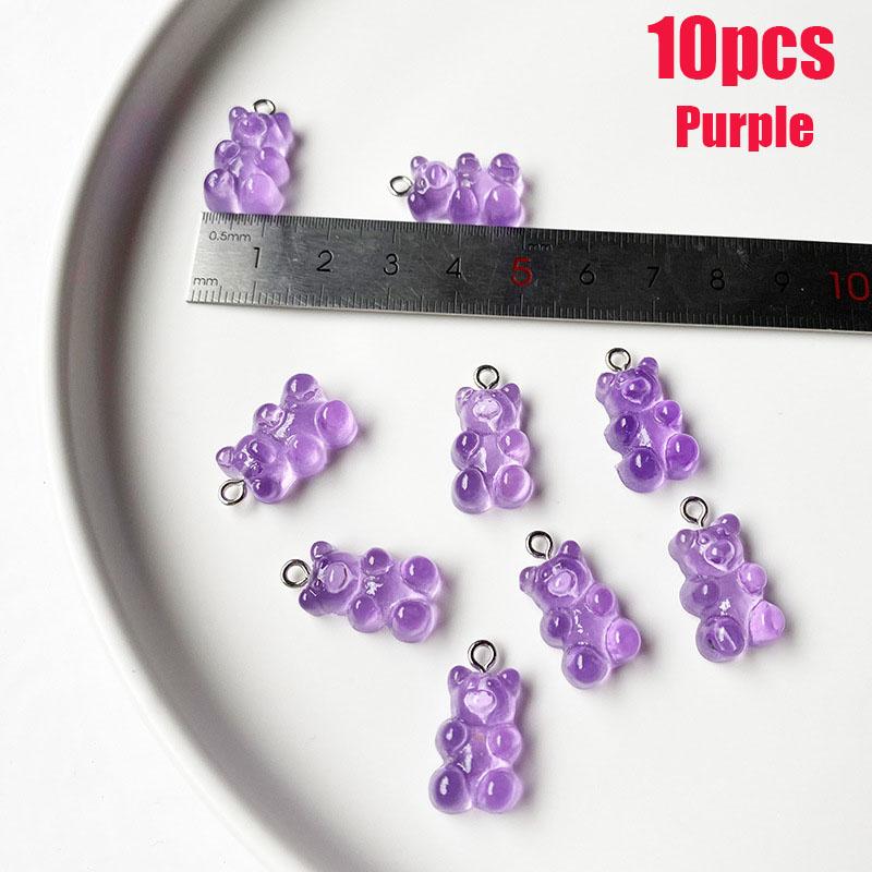 10/50 Stück Bunte Gummibärchen Anhänger Charms für Halskette Armband DIY Ohrringe Schmuck Bären Valentinstagsgeschenk 2,1*1,1cm