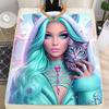 Featuring a Beautiful Woman Flannel Blanket Soft Fluffy Throw Kids Adult Quilt Blanket For Sofa Bed Throw Outdoor Travel Camping