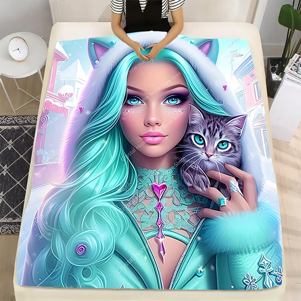 Featuring a Beautiful Woman Flannel Blanket Soft Fluffy Throw Kids Adult Quilt Blanket For Sofa Bed Throw Outdoor Travel Camping
