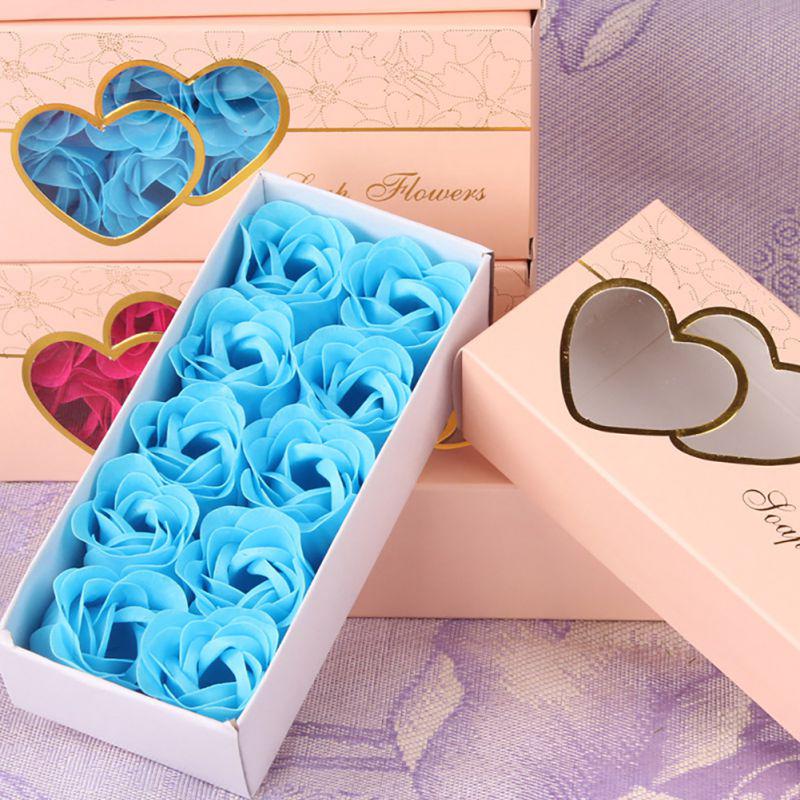 9Pcs Flower Soap Rose Soap Heart Scented Bath Body Petal Rose Flower