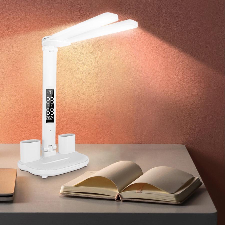 Lampă de birou cu LED, 3 niveluri, cu reglare tactilă, lumină de noapte, reîncărcabilă prin USB, protecție ochilor, lampă de masă pliabilă pentru dormitor, noptiera