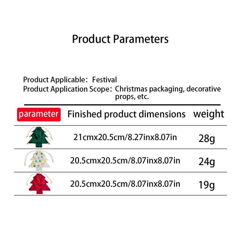 Drawstring Christmas Tree Gift Bags Red Green White Bell Ornament Christmas Drawstring Bag Hanging Decoration Pom Pom Decoration