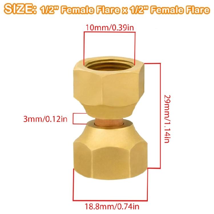 Sturdy Brass Female Swivels Flares Adapters with Sealing Gaskets Convenient Accessory for Fuels Transfer 2Pieces