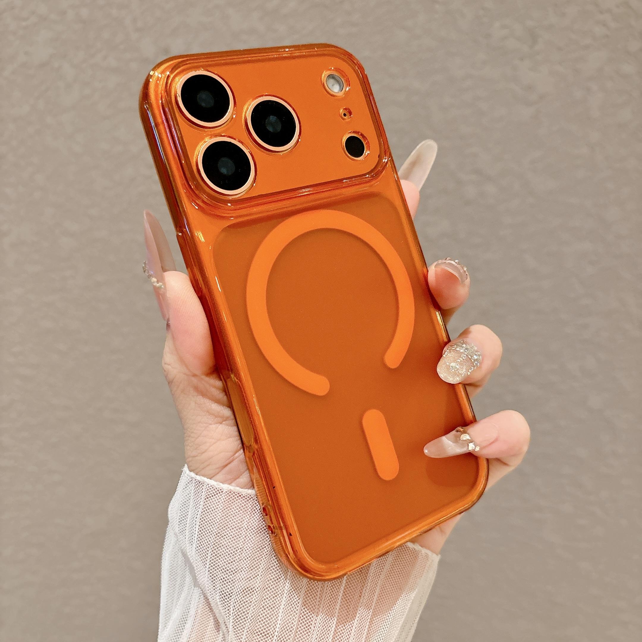 

Frosted Backplane Large Window For Magsafe Phone Case For iPhone 17 16 15 14 13 Pro Max Magnetic Charge Matte Soft Cover iPhone 13