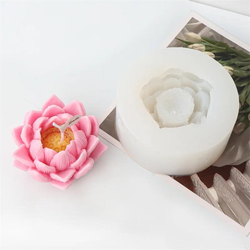 Lotuskerze Silikonform DIY Blume Aromatherapie Seife Geschenke Handgemacht Harz Gips Herstellungswerkzeug Schokoladenform Kuchen Dekor