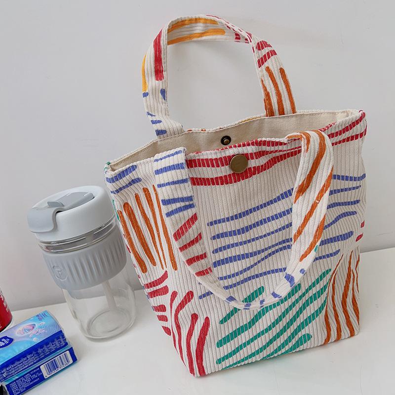 Colorful Stripes Corduroy Cosmetic Bag Portable Travel Toiletry Bag Skincare Sundries Aesthetic Makeup Storage Bag,A-DH