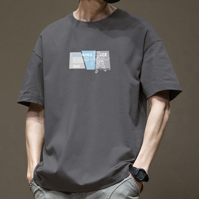 Retro Short Sleeved T-shirt for Men's Summer Fashion Brand Pure Cotton T-shirt with Fashionable Pattern