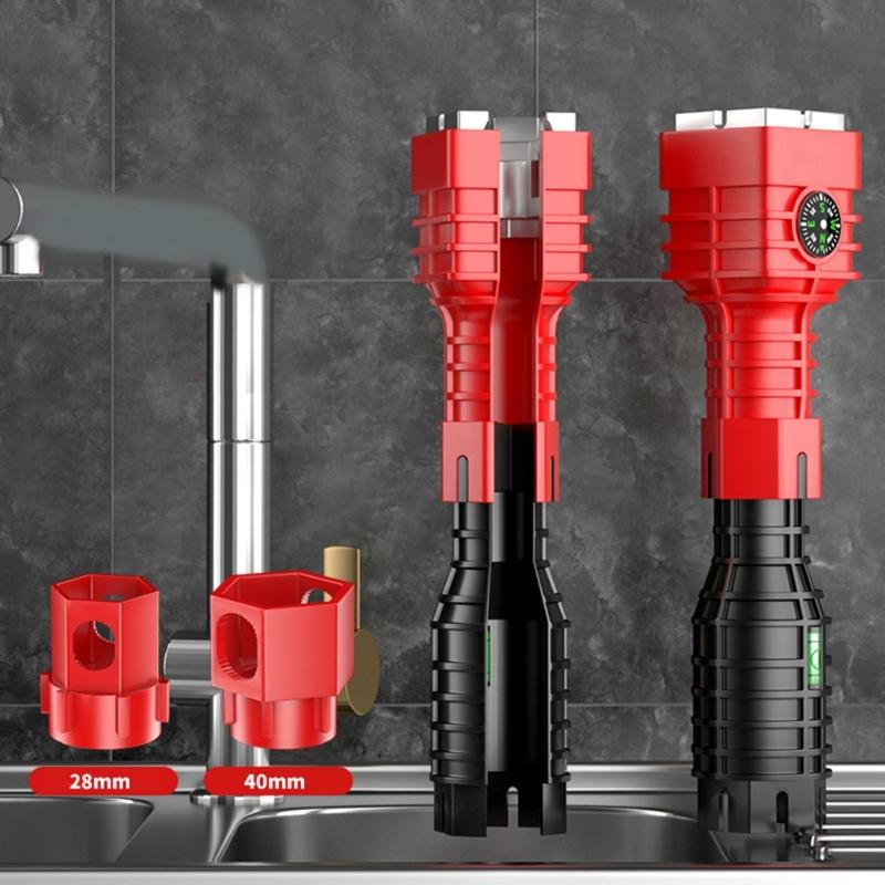 24 In 1 Faucet and Sink Installer Wrench Multipurpose Basin Wrench Plumbing Tool for Bathroorm Kitchen Flume Wrench