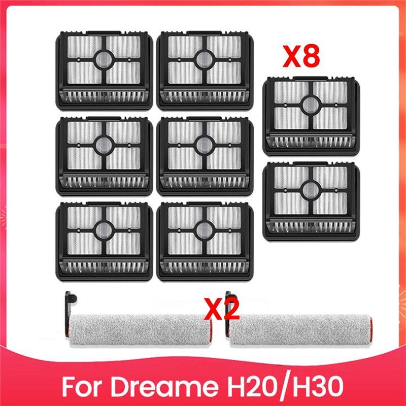 

AEE4-10PCS Filter Screen And Roller Brush Kit For Dreame H20 H30 Handheld Vacuum Cleaner Replacement Parts