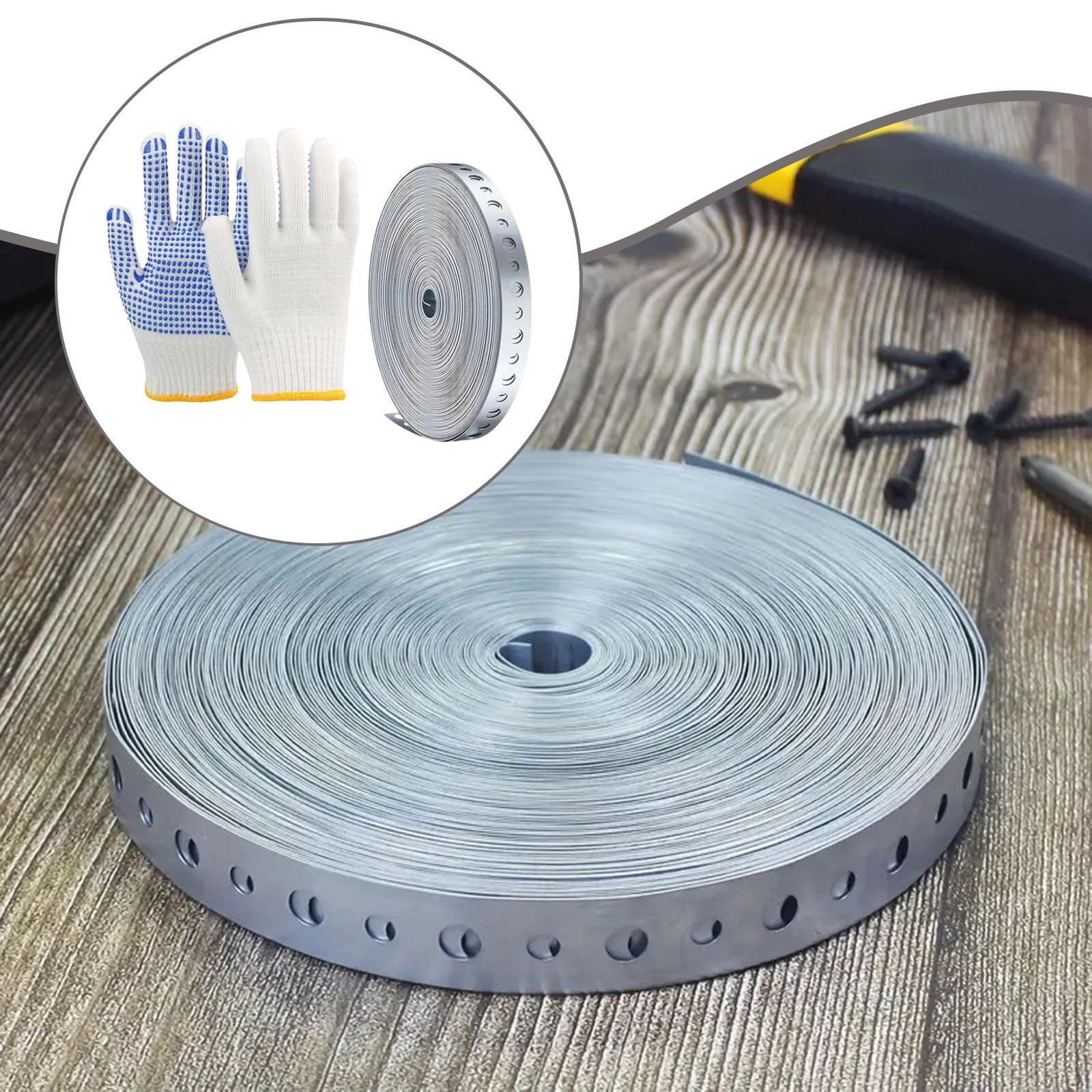 

Pipe Hanger Strap Metal Perforated with Gloves, Sturdy Repair Band Securing Straps Tape,