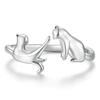 WOSTU 925 Silver Pet Cat Stackable Opening Ring For Women Snake Dog Adjustable Rings Fine Jewelry Party Birthday Gift