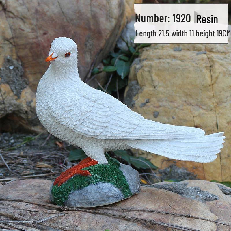 Resin White Pigeon Figurine for Outdoor Garden Decoration