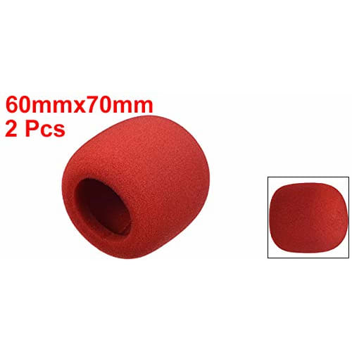 uxcell Foam Microphone Cover, Thick Sponge, 60mm Outer Diameter, Handheld Microphone Windscreen, Wine Red, KTV, Pack of 2
