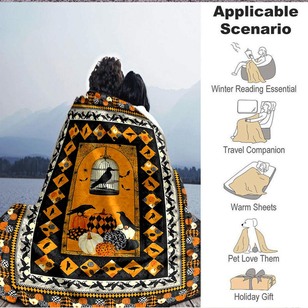 1pc Halloween Decorations Blanket, Lightweight Flannel Fleece with Digital Printing, Soft Warm for Sofa, Travel, Camping, Office, Couch, Chair, and Be