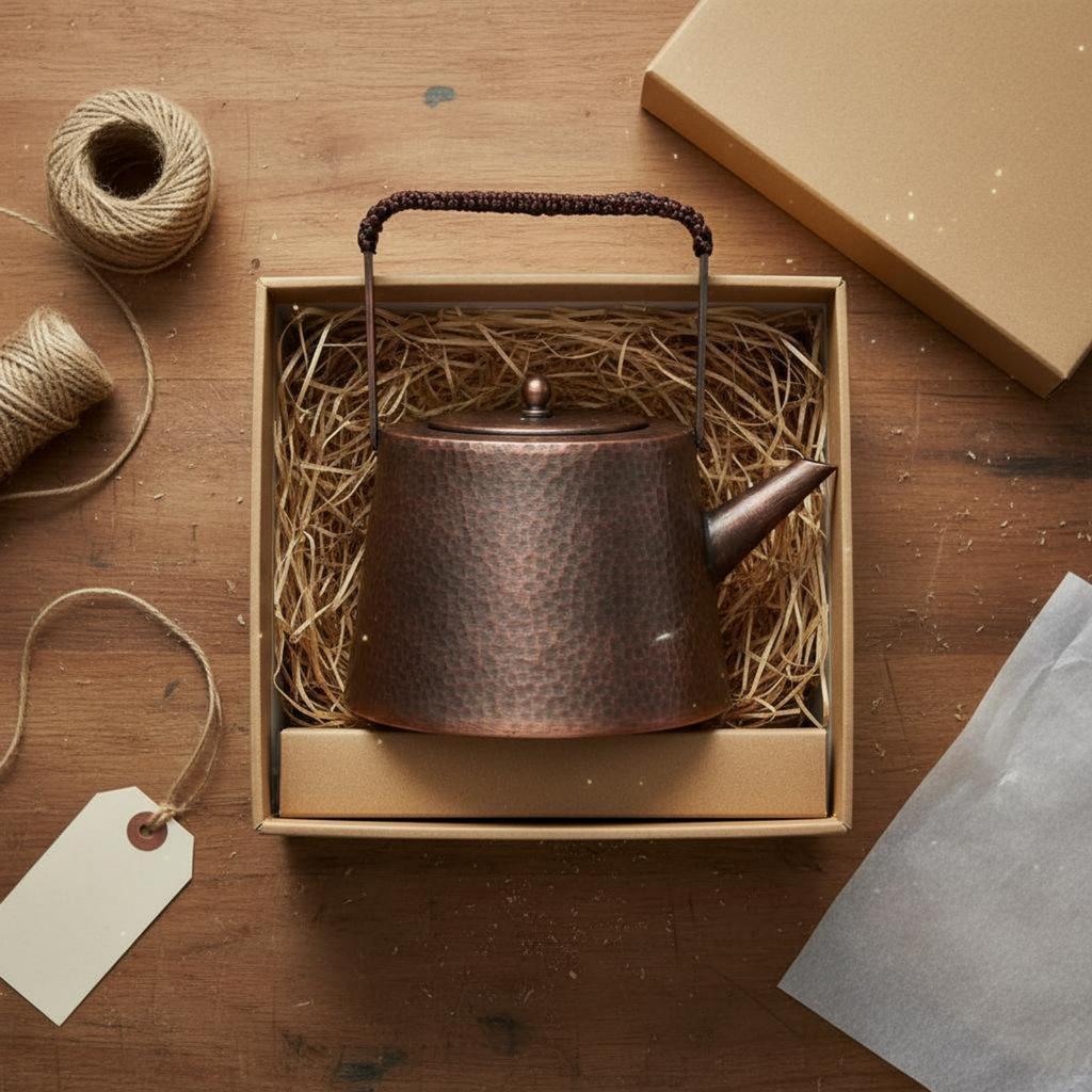 Handmade Copper Teapot Retro Design Large Copper Tea Kettle Houseware for Outdoor, Ceramic Cooktop