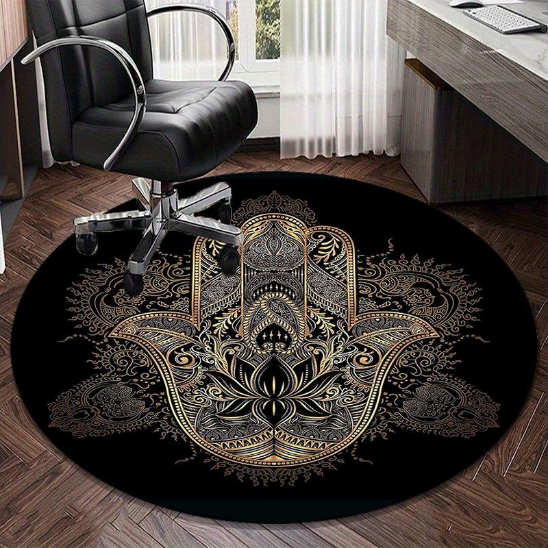 Alfombra redonda con diseño de mano de Fátima dorada, Cojín para silla, Alfombra redonda para entrada, Alfombras redondas suaves para sala de estar, dormitorio, decoración de alfombra circular, regalos