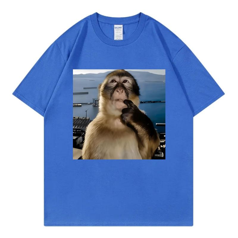 Monkey Thinking Funny Meme T Shirt Unisex Unisex Clothing Casual 100Cotton Summer TShirt High Quality Fashion Oversized TShirts