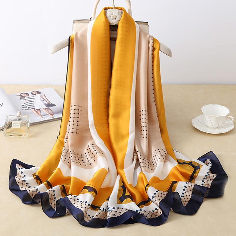 new 180*90cm fashion muffler Women Silk Winter Scarf Luxury Design Print Lady Beach Shawl Fashion Smooth Foulard Female Hijab