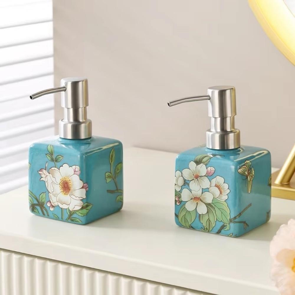 Ceramic Hand Wash Bottle Stainless Steel Pump Head Lotion Bottle  For Shampoo Shower Gel