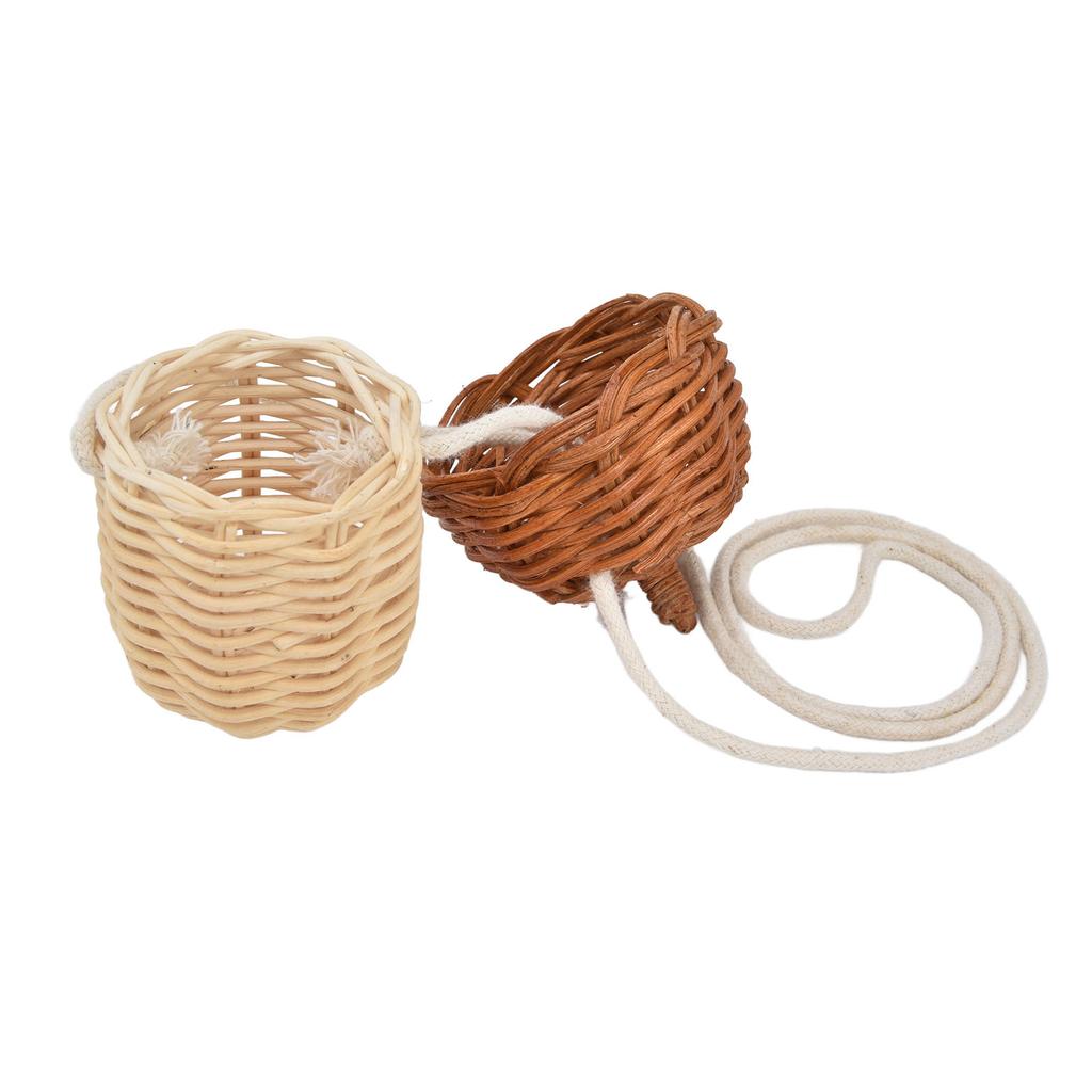 Rattan Basket Bag 7x13cm Size Length Mini Portable Light Weight Strong Toughness Manual Rattan