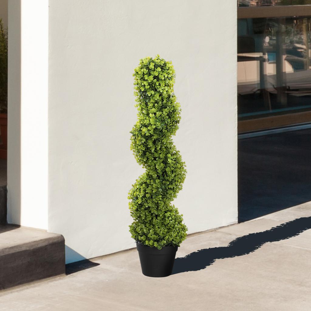 Artificial Spiral Eucalyptus Plant with Pot Included for Indoor and Outdoor, Height 90 cm, Green