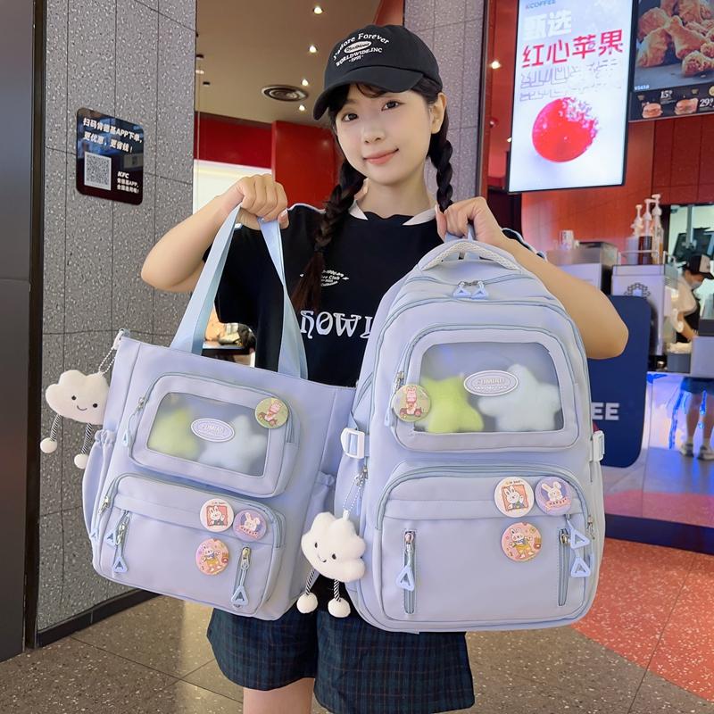 

Студенческий школьный рюкзак большой емкости, женский однотонный рюкзак, сумка на плечо для занятий Shoulder Bag синий