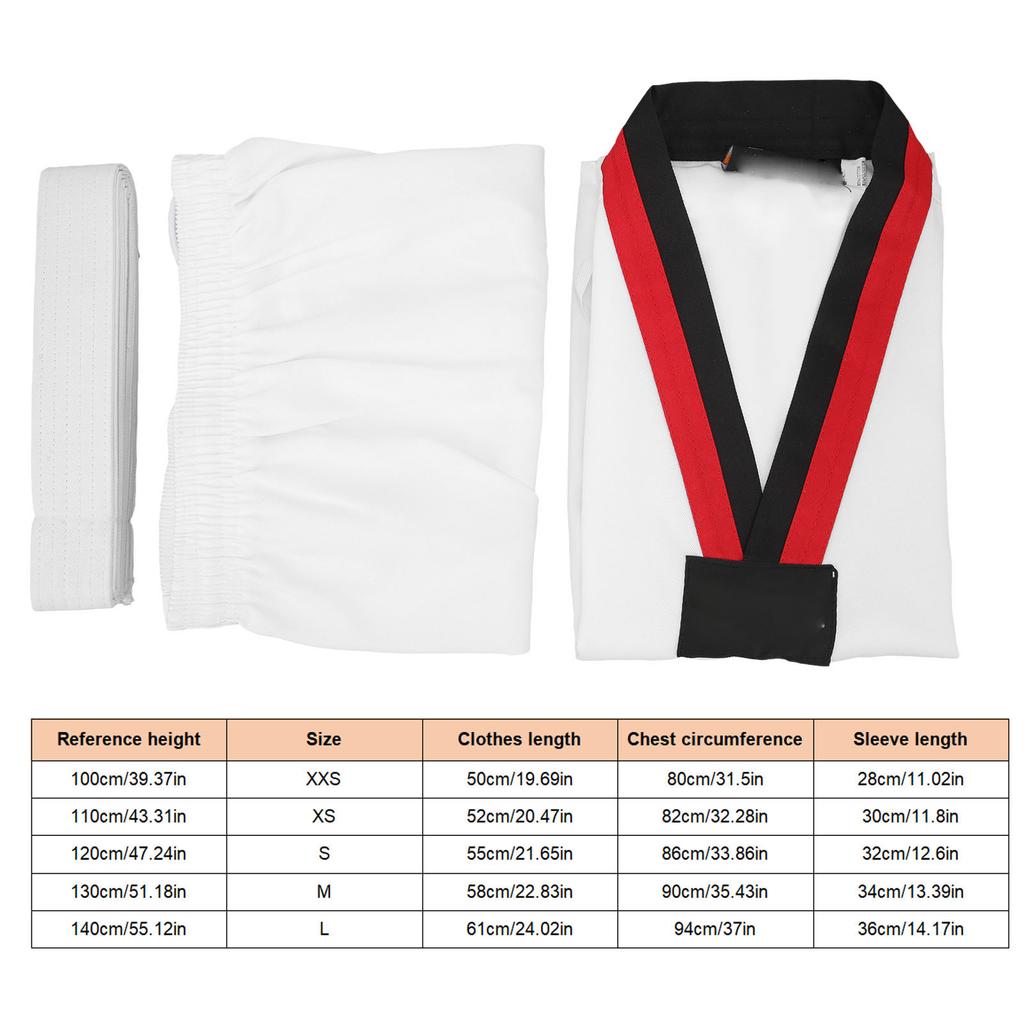 Kids Taekwondo Uniform with Belt Polyester and Cotton Breathable Soft Kids Sports Karate Uniform for Martial Arts Training for Boys Girls M