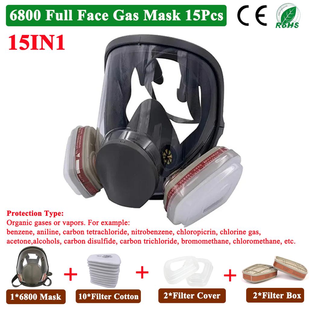 Celoobličejový filtr 15ks Respirátor proti zamlžování 6800 Průmyslová barva sprej Očkování Bezpečnost práce Ochrana proti formaldehydu