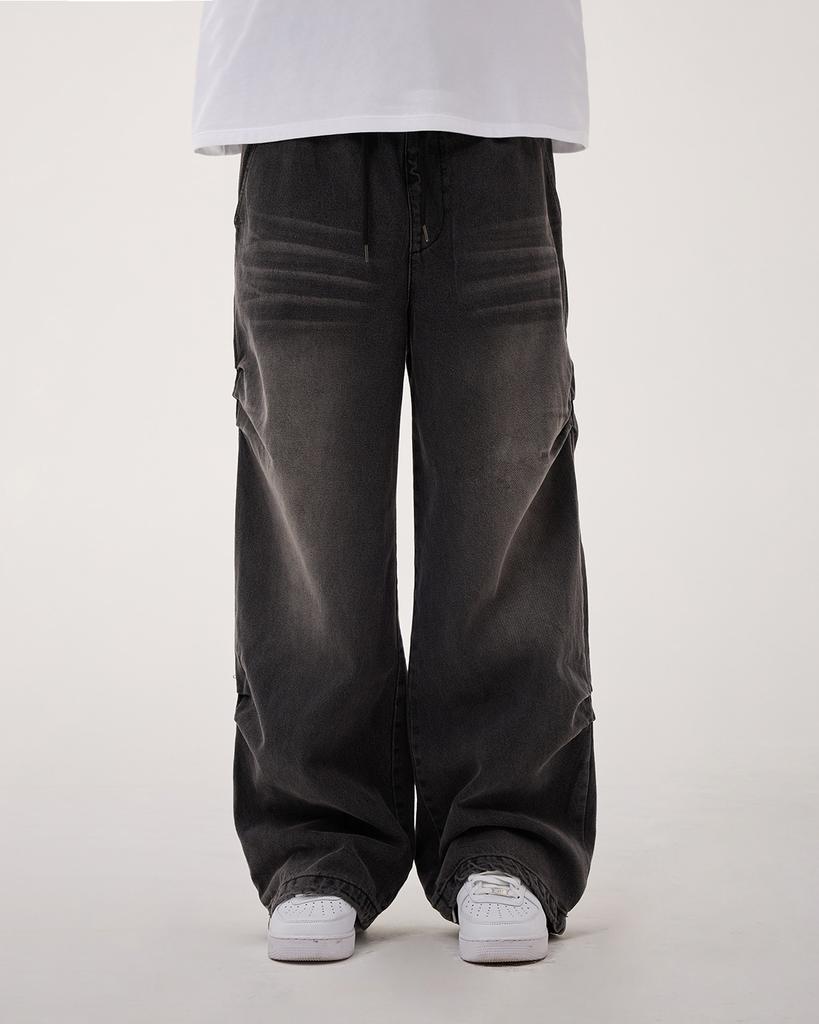 Dibsenseu Washed Side Pintuck Wide Denim D323-3Color