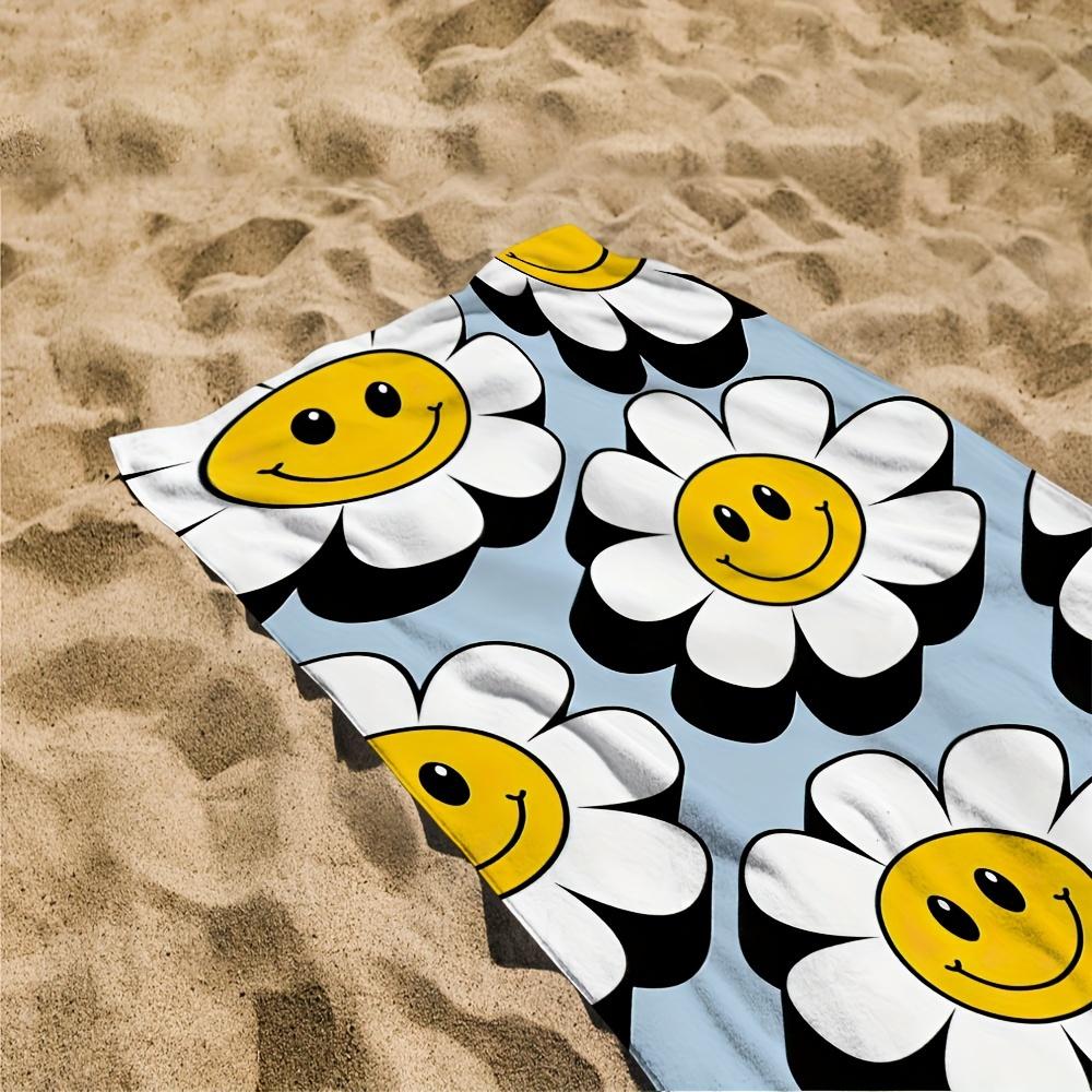 Trendy Daisy Design Beach Towel, Ultra Soft Quick Dry Lightweight Super Absorbent Durable for Swimming Bathing Camping