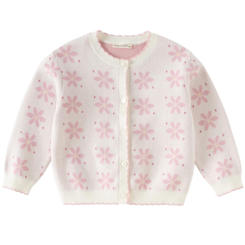 DAVE & BELLA Girls  Spring Floral Anti-Static Knit Cardigan 130