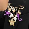 Starfish and Seashell Pearl Pendant Brooch & Women's Pants Chain in Beach Holiday Style