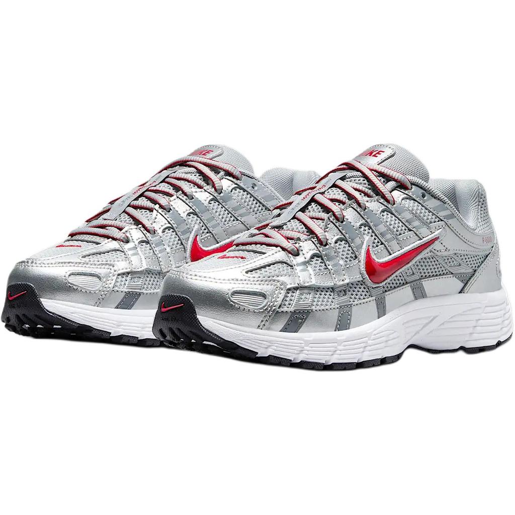 Nike P-6000 GS Metallic Silver Gym Red Kids Sneakers Flat-Silver Cool-Grey HV5064-002