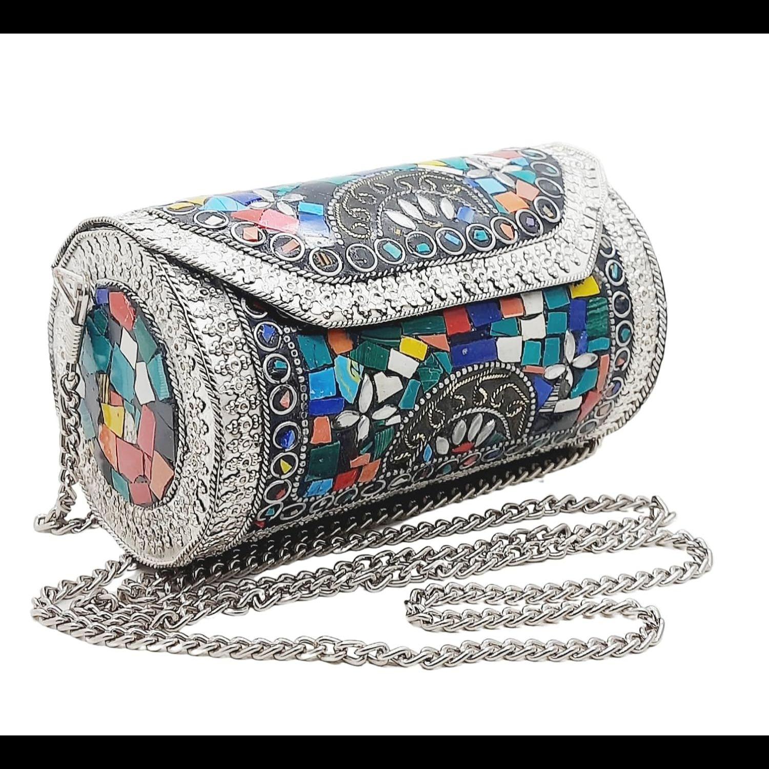 

Маленький размер Ручная работа Металлическая сумка Кошелек для монет Этнический Свадебный Детская сумка клатч для вечеринки