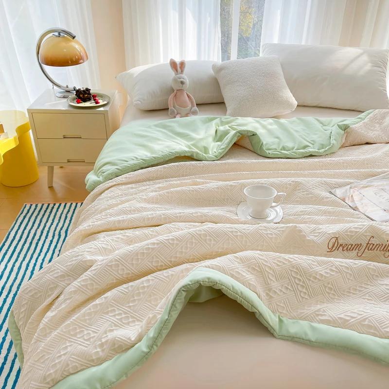 Plapumă răcoroasă de vară din fibre de soia pentru o persoană, plapumă subțire de vară, plapumă pentru aer condiționat, lavabilă la mașină, vară, dublă, dormitor