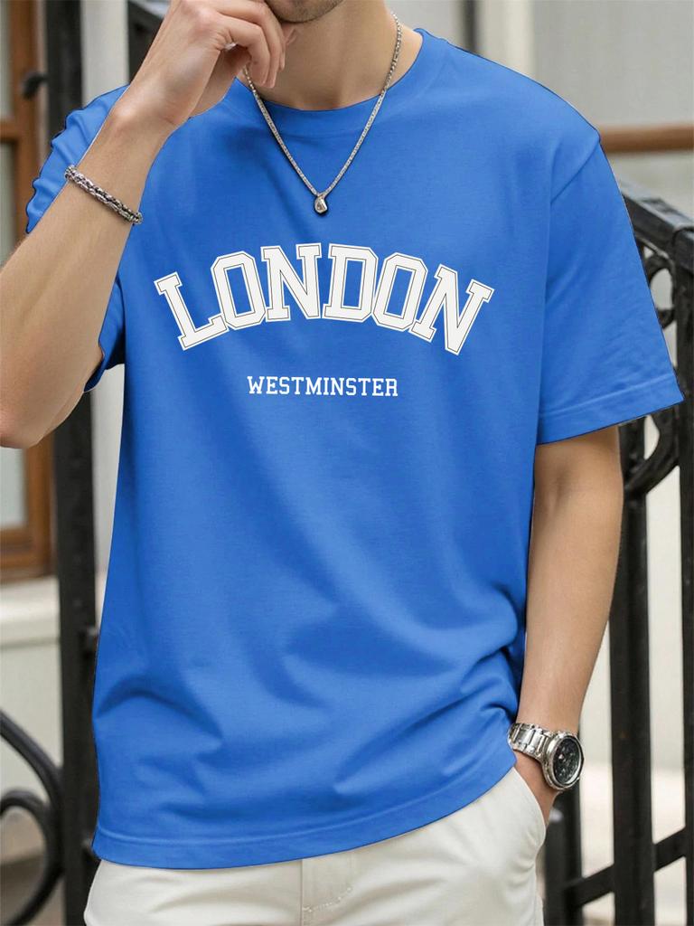 London Westminster Print Men TShirts Summer ONeck Oversize T Shirt Cotton Loose Short Sleeve Basics Street Hip Hop Sportswear