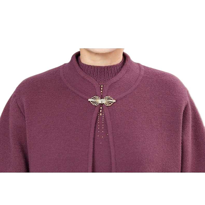 Autumn Knitwear Two-Piece Plus Size Set for Middle-Aged and Elderly Women - Stylish Sweater Outfit for Fashionable Moms & Grandmas.
