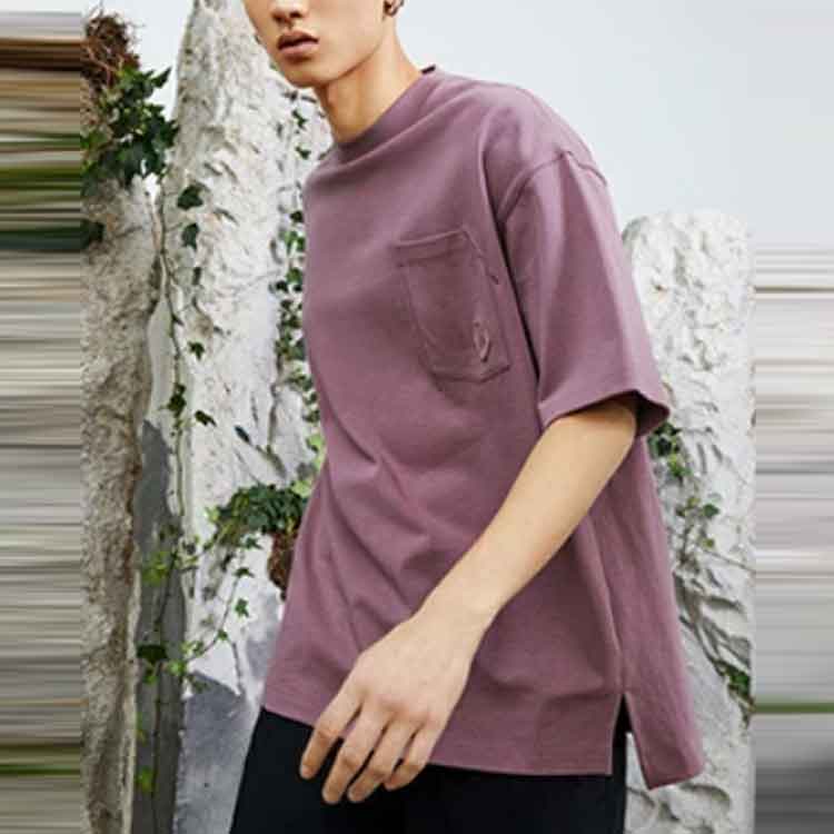 Li-Ning X Jackie Chan Kung Fu Series Solid Color Casual Sport Loose Short Sleeve T-Shirt Men Tops Milkshake-Purple AHSS205-1