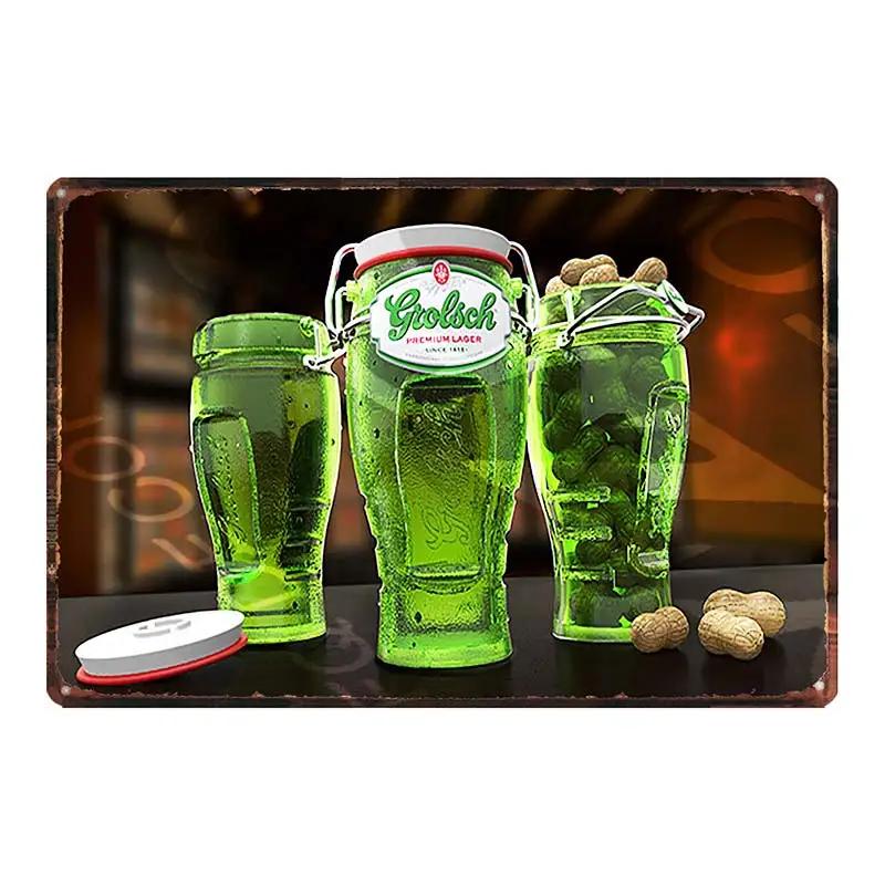 YZFQGrolsch Bière Lager Panneaux Décoratifs Hollandais Plaques Métalliques Pour Mur Bar Maison Art Décoration Restaurant 30X20CM DU-9120B